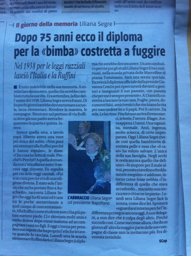 Il Giornale - Liliana SEGRE scuola Ruffini Milano